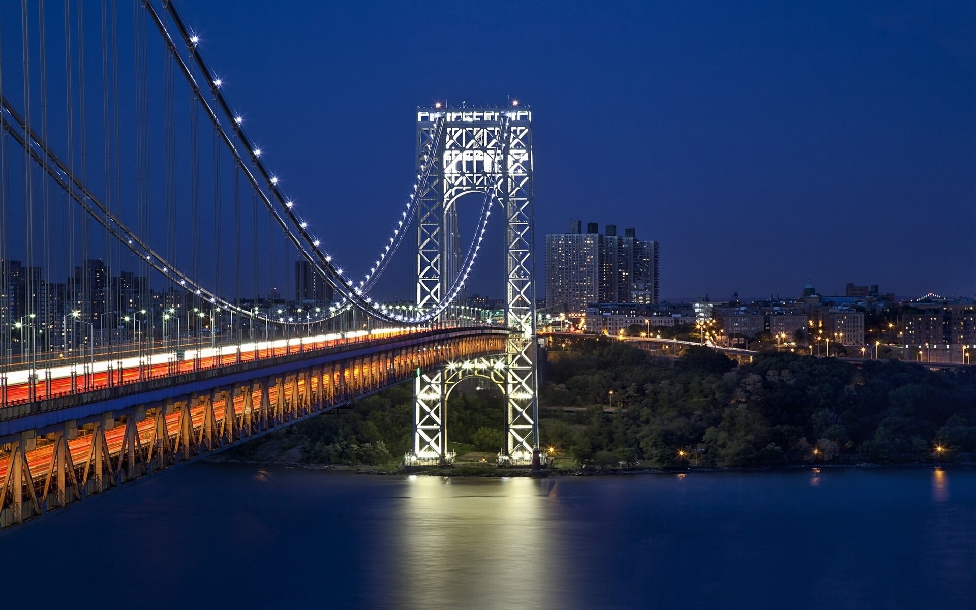 george washington bridge new york city gw brücke gwb hudson river brücke hudson river nachtstadt