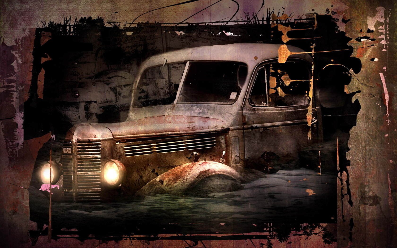pickup nadwozie retro samochód reflektory