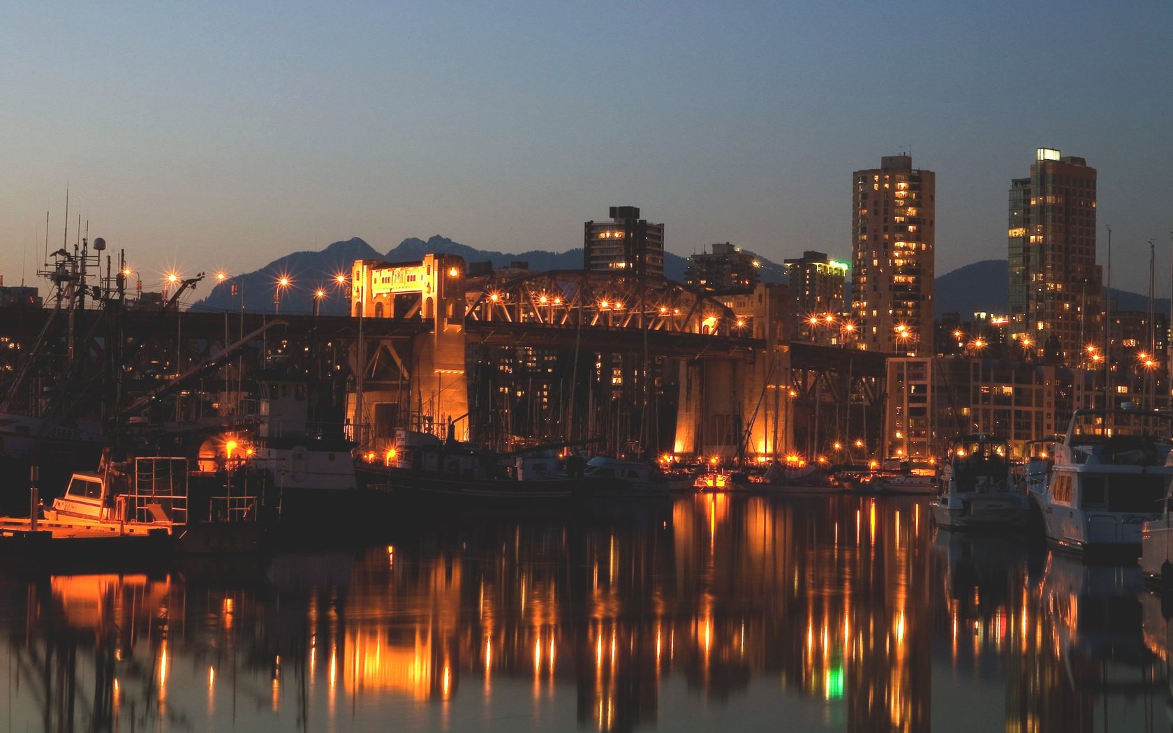 house bridge port bridge night night city city