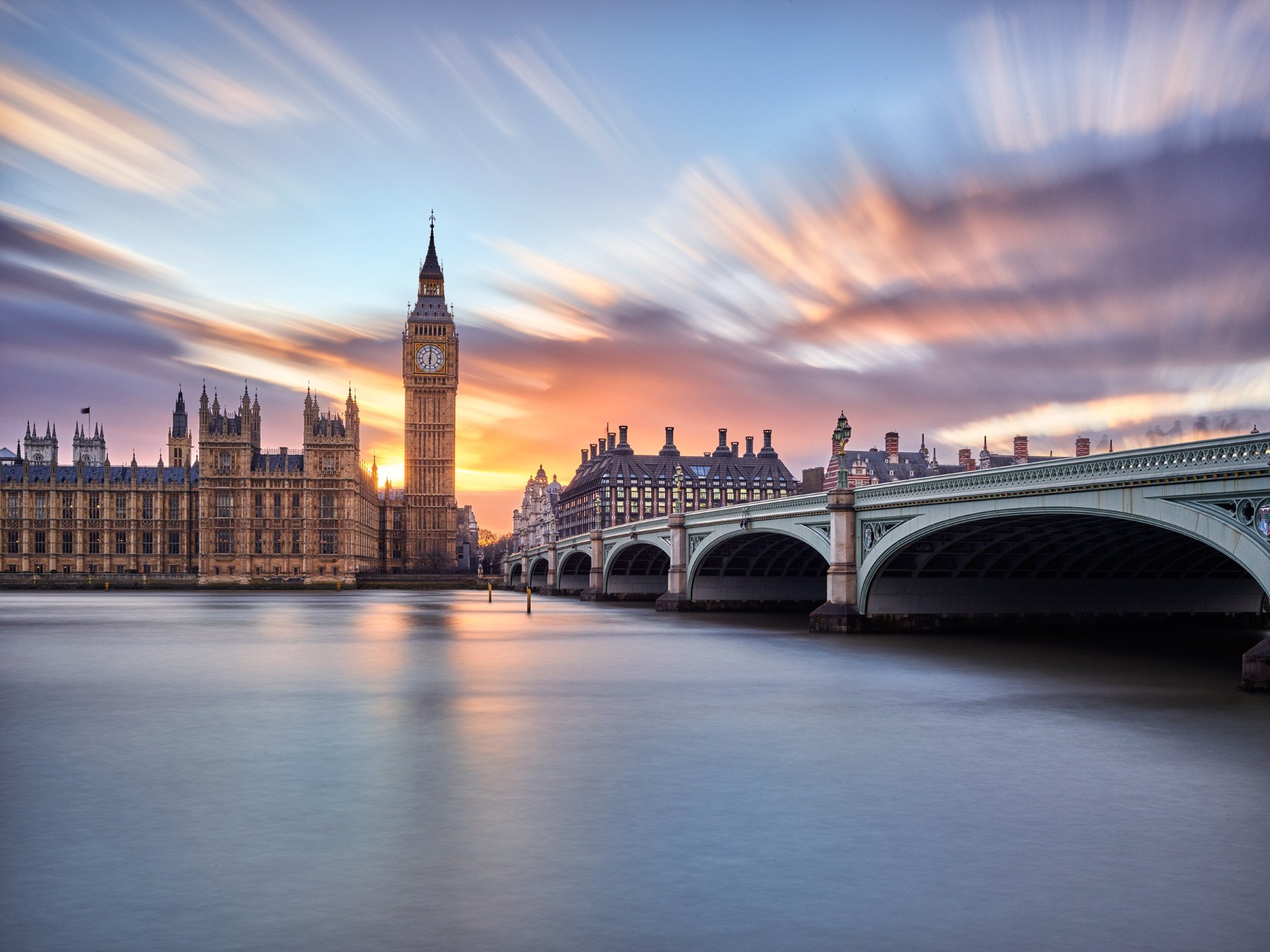 united kingdom england town london westminster big ben bridge river sky clouds extract