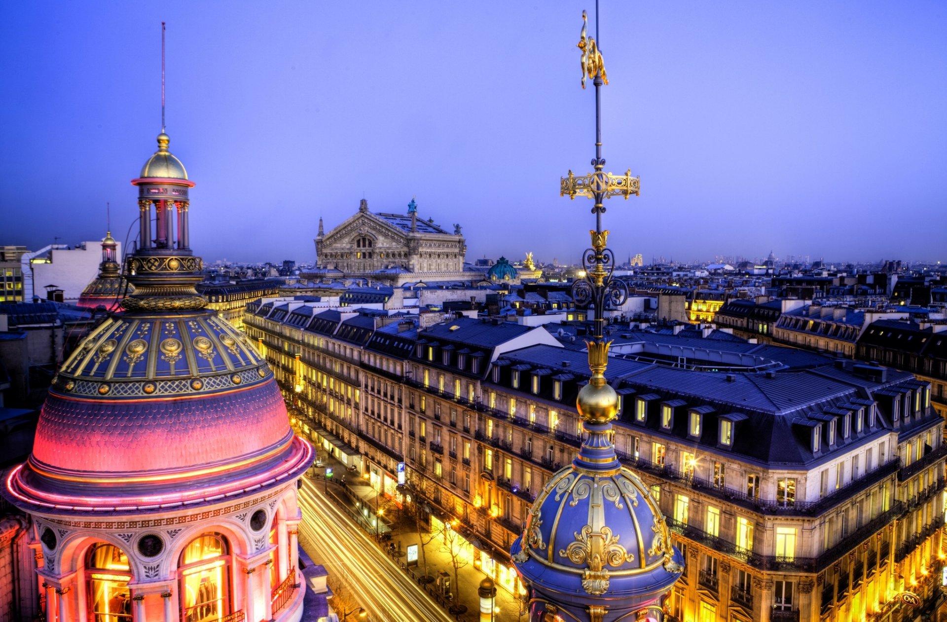 grand opéra opéra garnier grand opera opera garnier paris opera ile-de-france île-de-france paris france light night architecture palace of the dome house buildings roof panorama town
