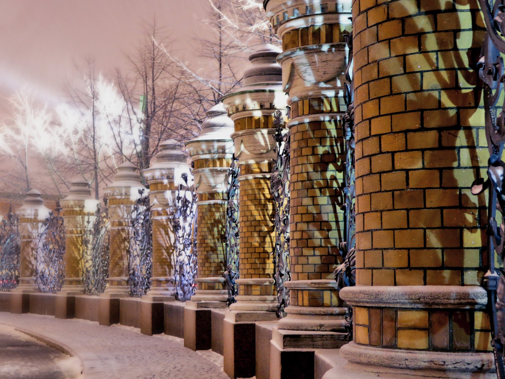 temple du sauveur-sur-le-sang saint-pétersbourg lumière grille du jardin mikhailovsky hiver neige