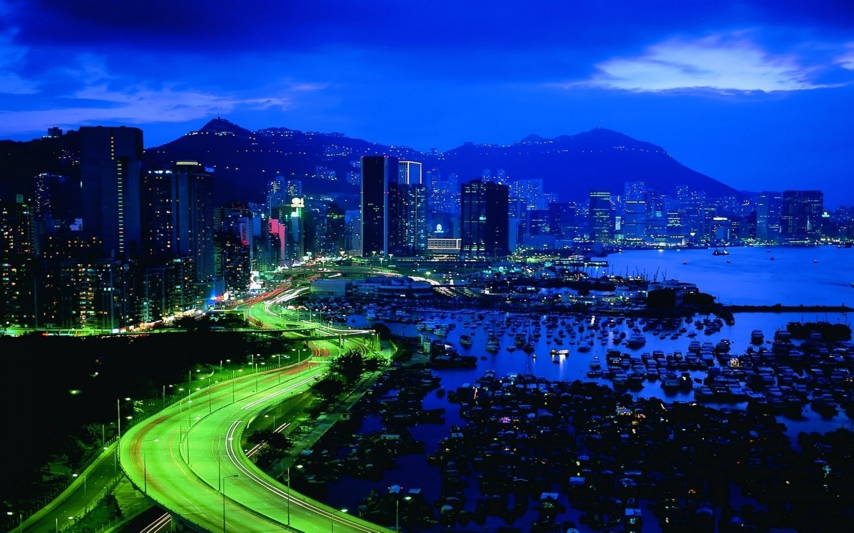 luci città hong kong notte