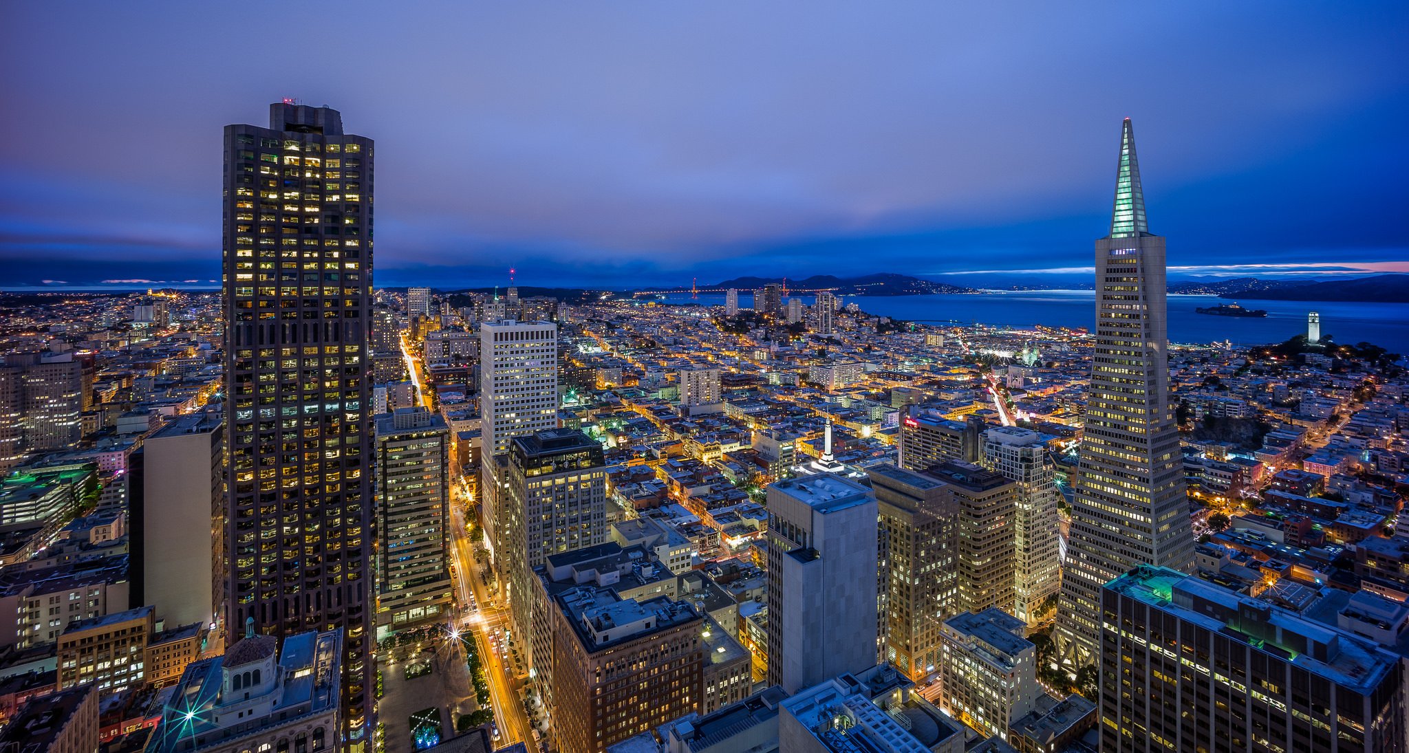 san francisco kalifornia night city panorama budynki wieża