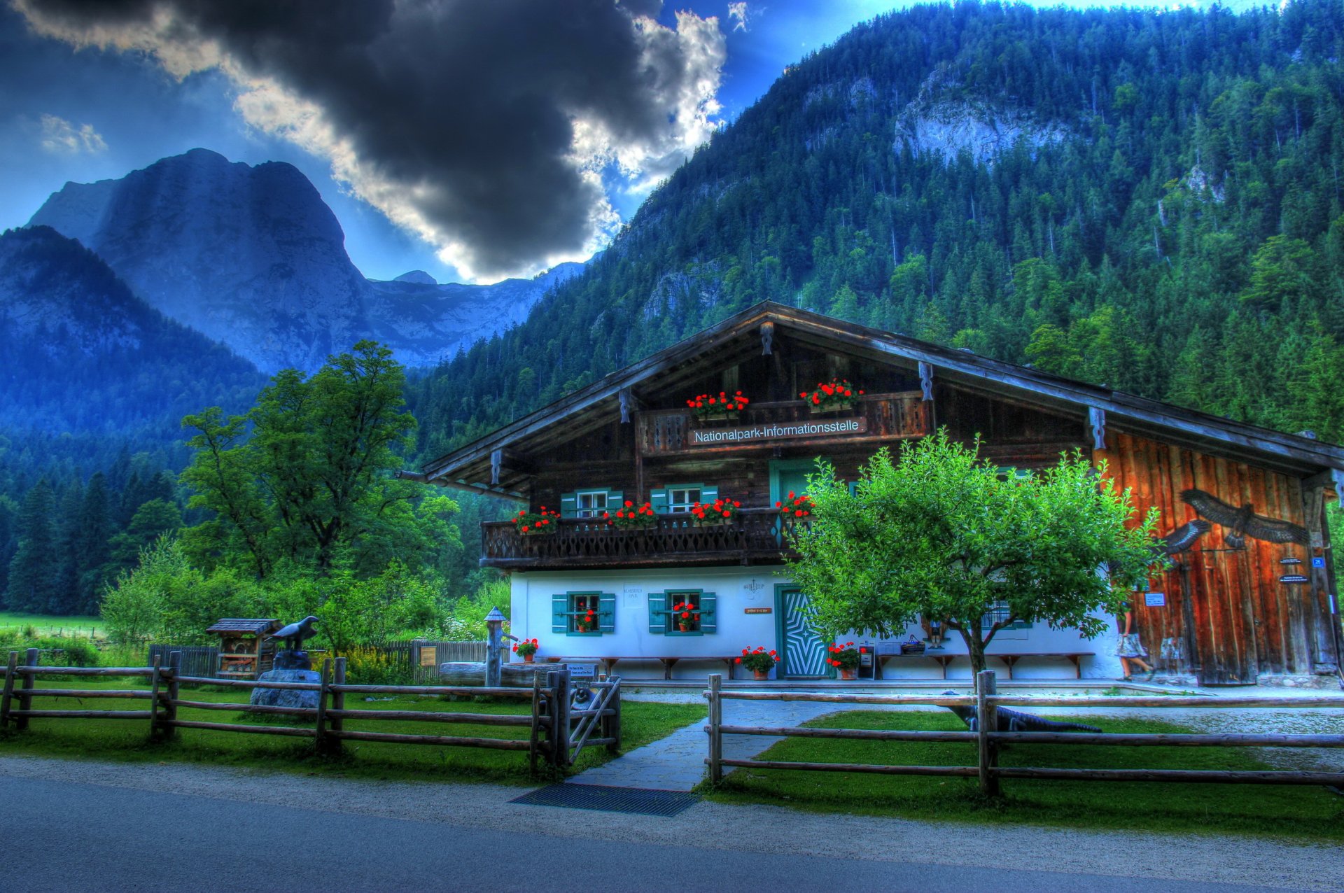 германия дом горы рамзау бавария hdr особняк забор город фото