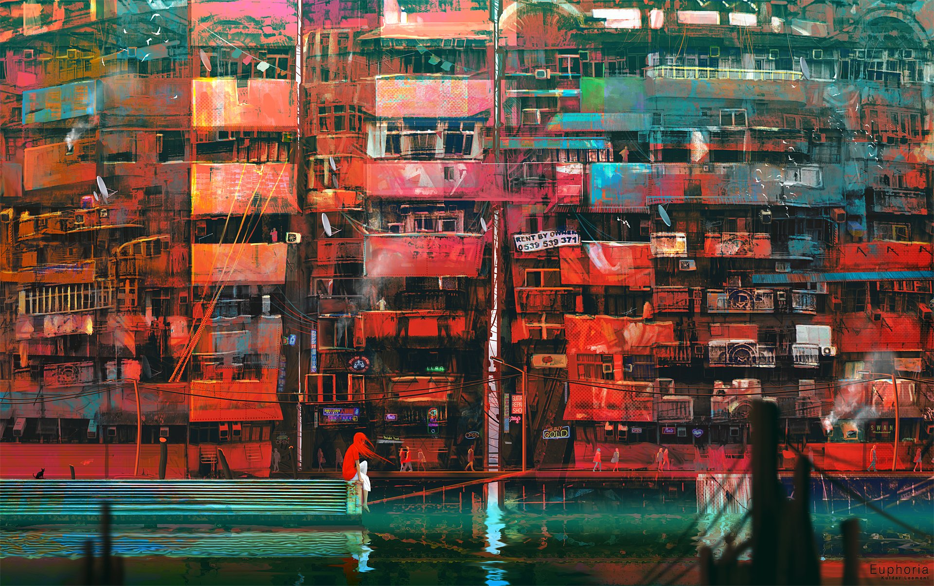 disegno città case balconi