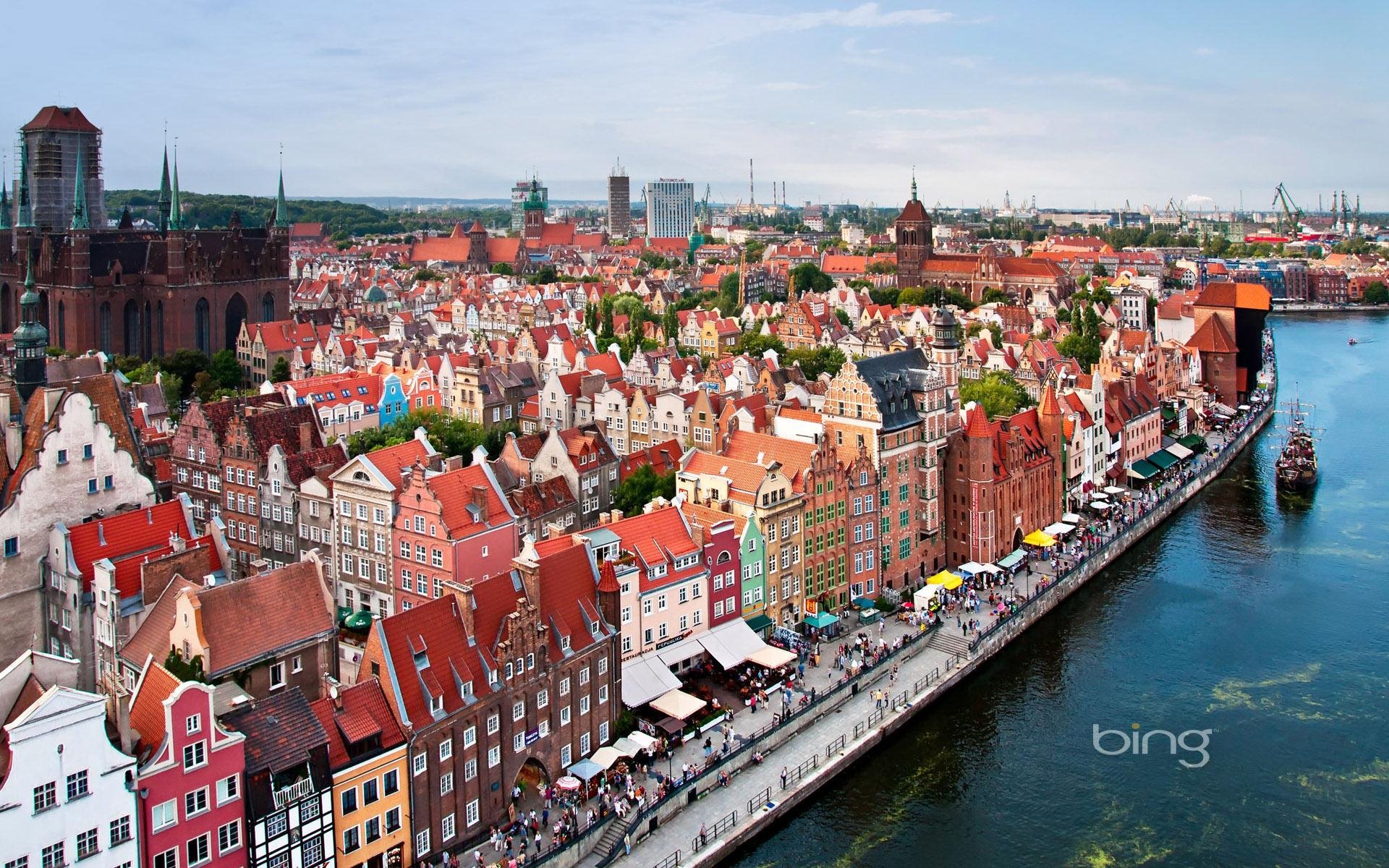 promenade häuser europa fluss kanal wasser kathedrale schiff himmel landschaft