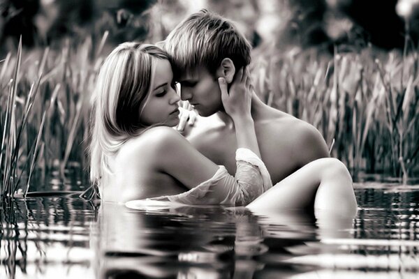 Bathing in water men and women