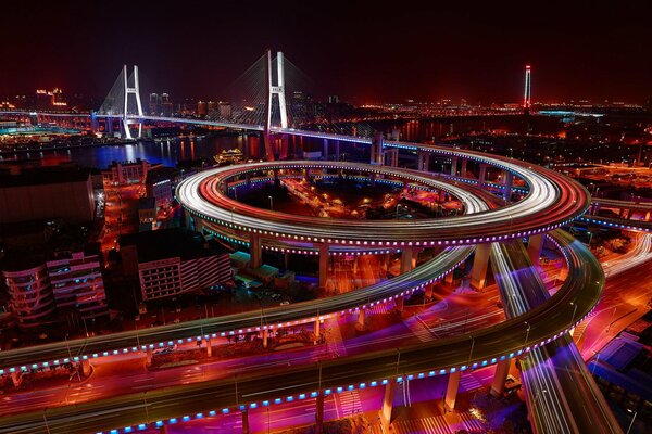 Nanput Night Bridge in Shanghai