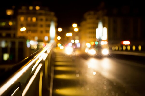Night city Świecące Światła Samochodów