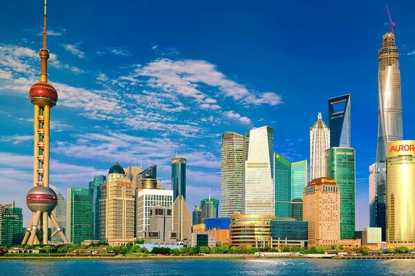 Shanghai City under the blue sky