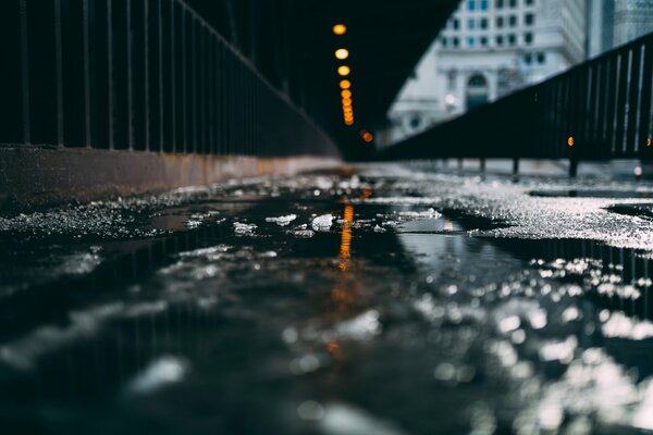 Beautiful ice road city of Chicago