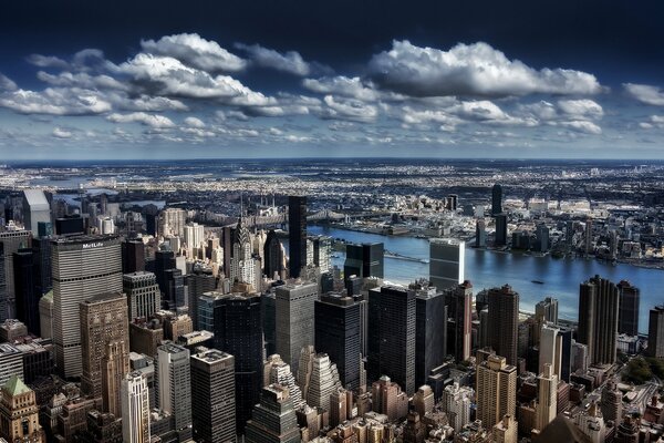 Metropolis NY-York building in the clouds