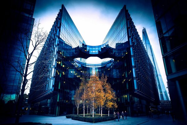 A building in London in the style of Art Nouveau glass architecture