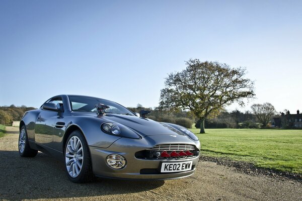 Aston martin in una giornata estiva sulla strada