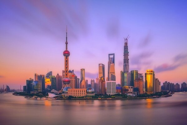 Lilac dawn in Shanghai. China