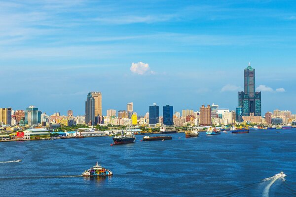 Kaohsiung in China coast with skyscrapers