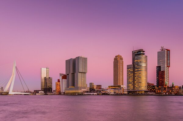Photos of skyscrapers on the background of the river