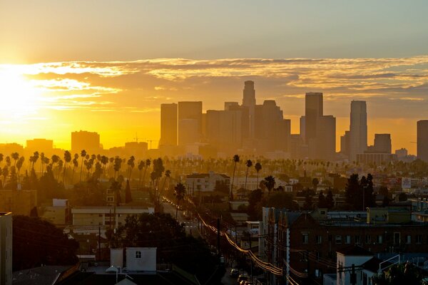 Immagine della città di Los Angeles ai raggi del tramonto