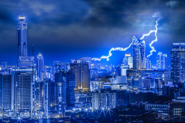 Lightning cuts the night sky