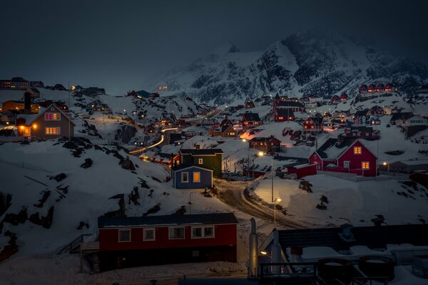 Night landscape of the mountainous area