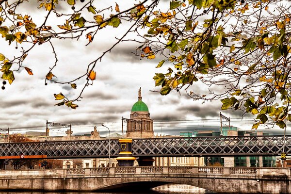 Paisaje de otoño de la ciudad de Dublín