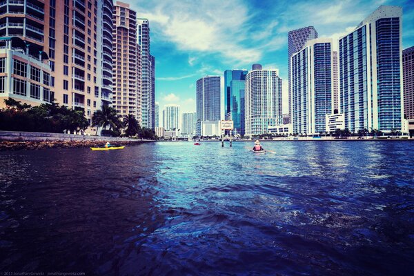 Schöne Aussicht auf die Häuser von Miami