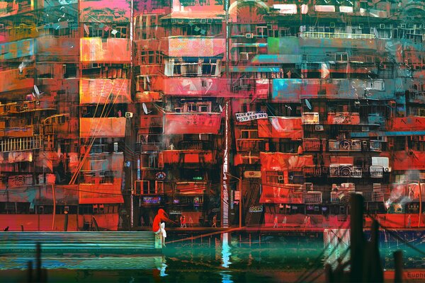 Couleurs vives des maisons urbaines