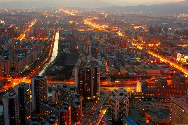 Paisaje urbano de la medianoche de Beijing