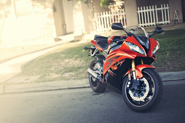 Yamaha motorcycle model YZF -r6 at home