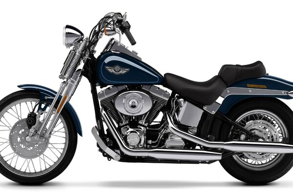 Blue, harley davidson -simplicity of design. style and project