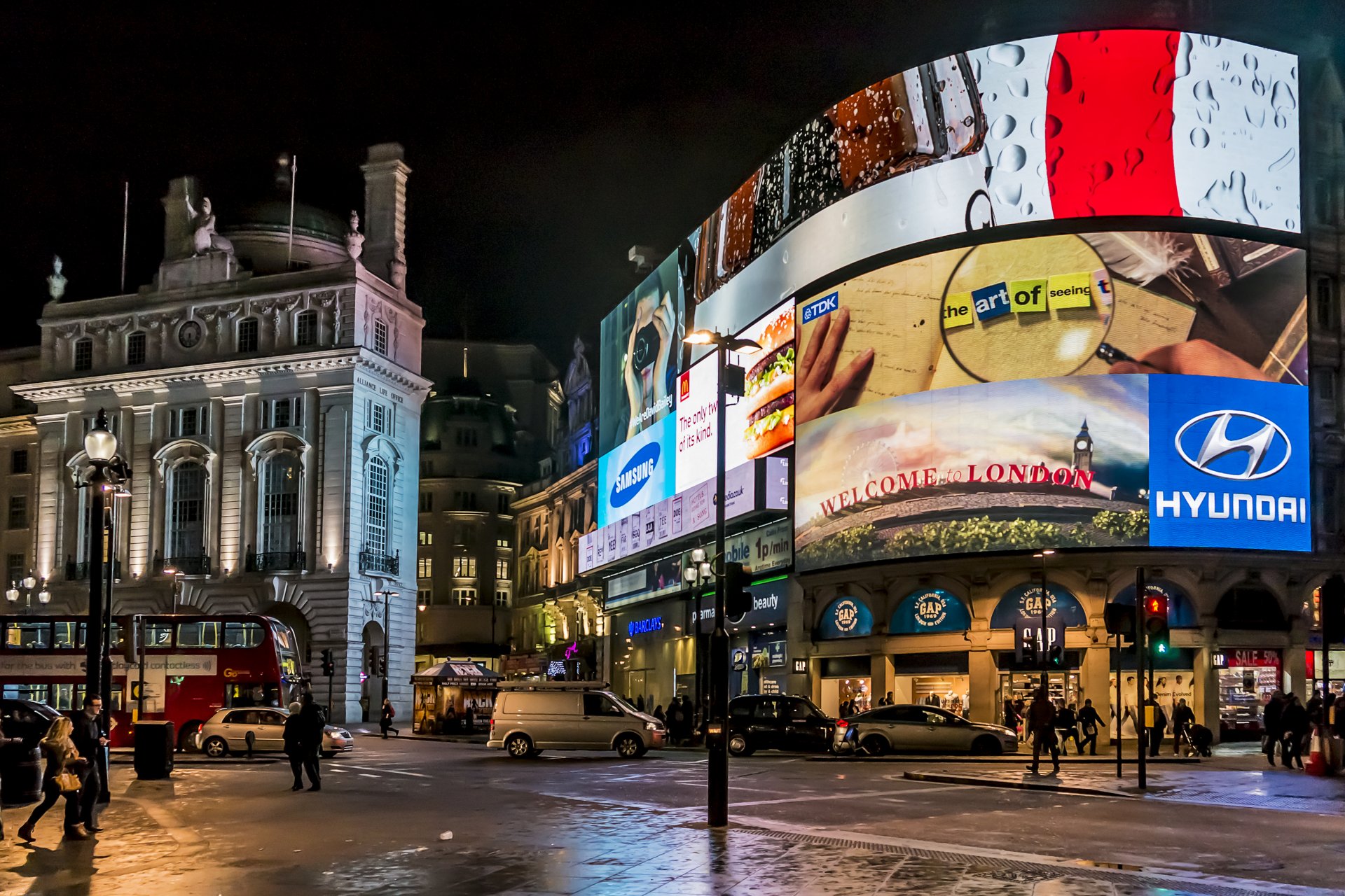 londres royaume-uni grande-bretagne rue ville nuit piccadilly enseignes au néon signes piccadilly square enseignes au néon signes