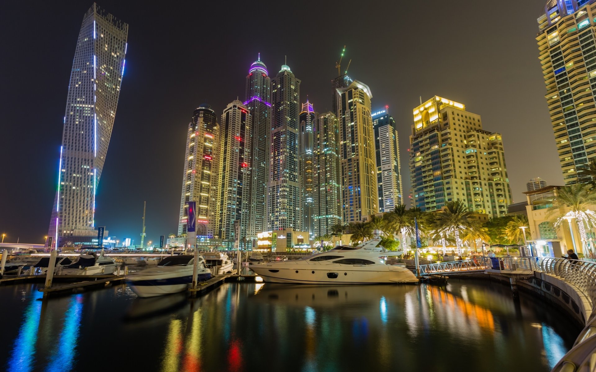 dubai marina dubai vereinigte arabische emirate bucht anlegestellen nachtstadt promenade gebäude