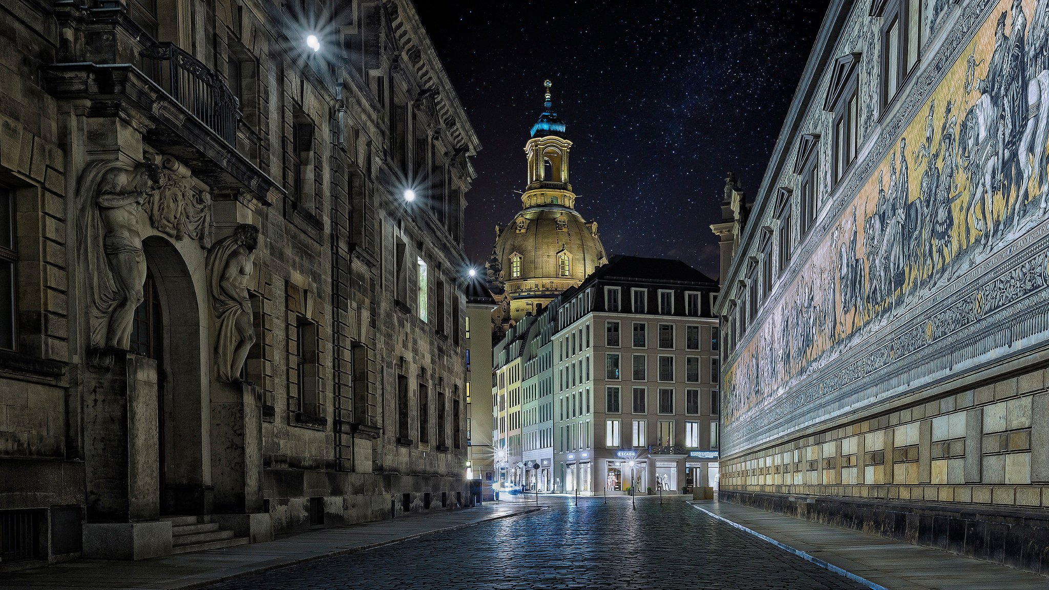 dresden germany night street augustusstraße