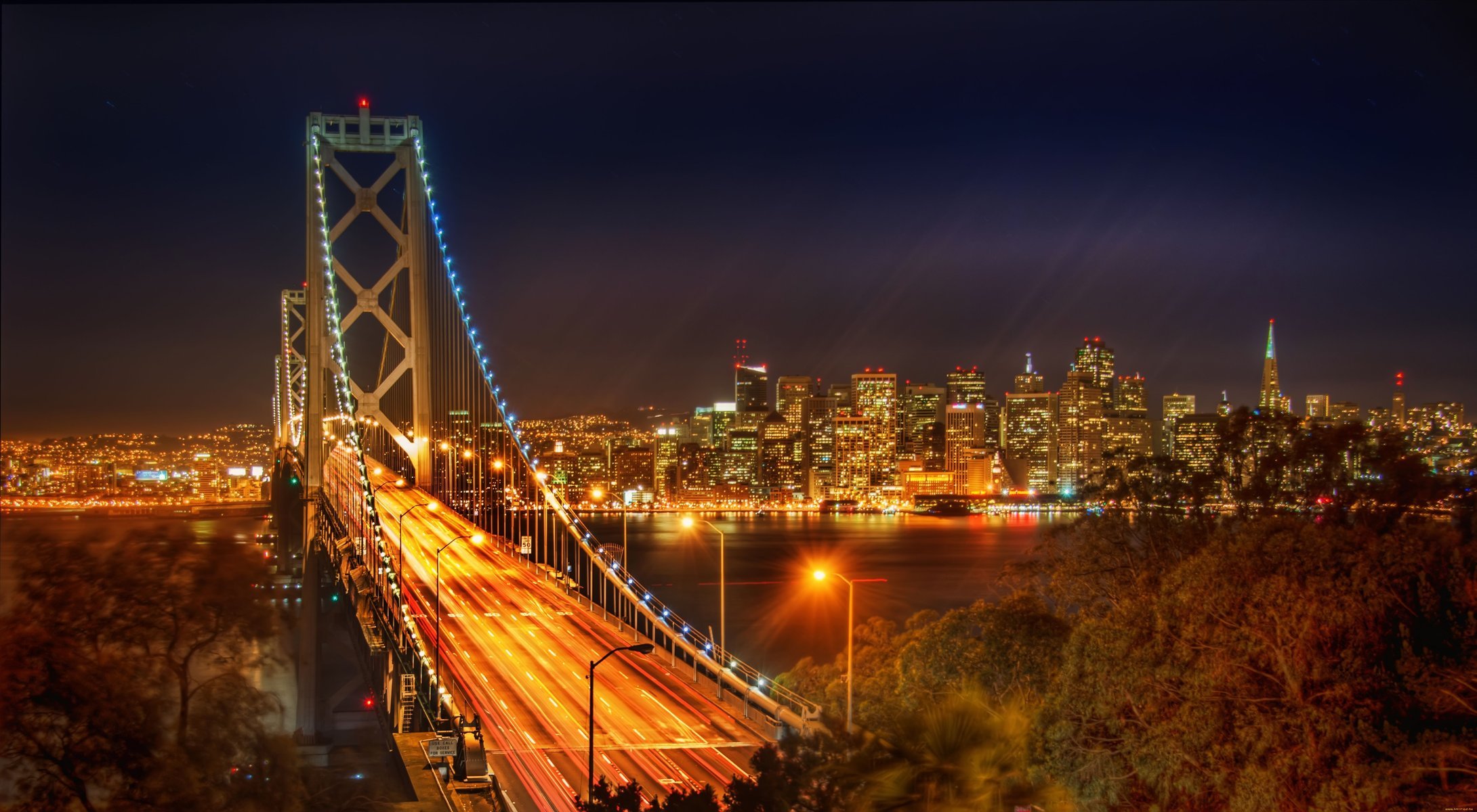 ciudad foto vista edificios arquitectura puente noche luz