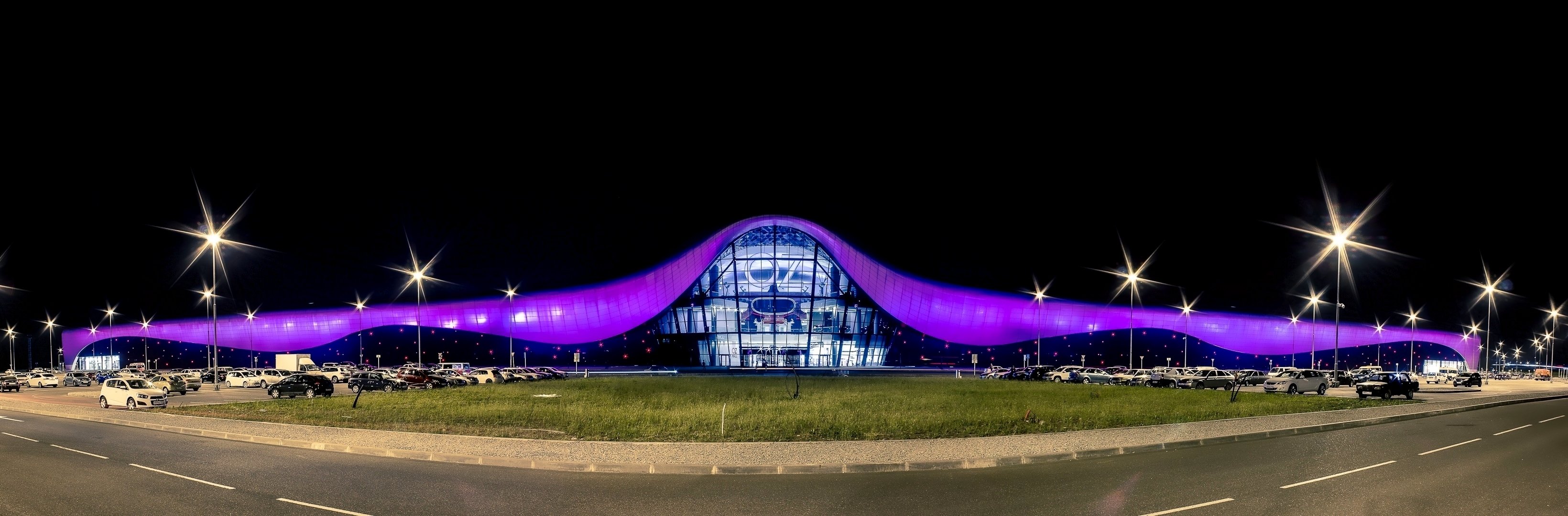 rusia kuban ciudad krasnodar noche luces centro comercial oz centro comercial linternas onza centro comercial