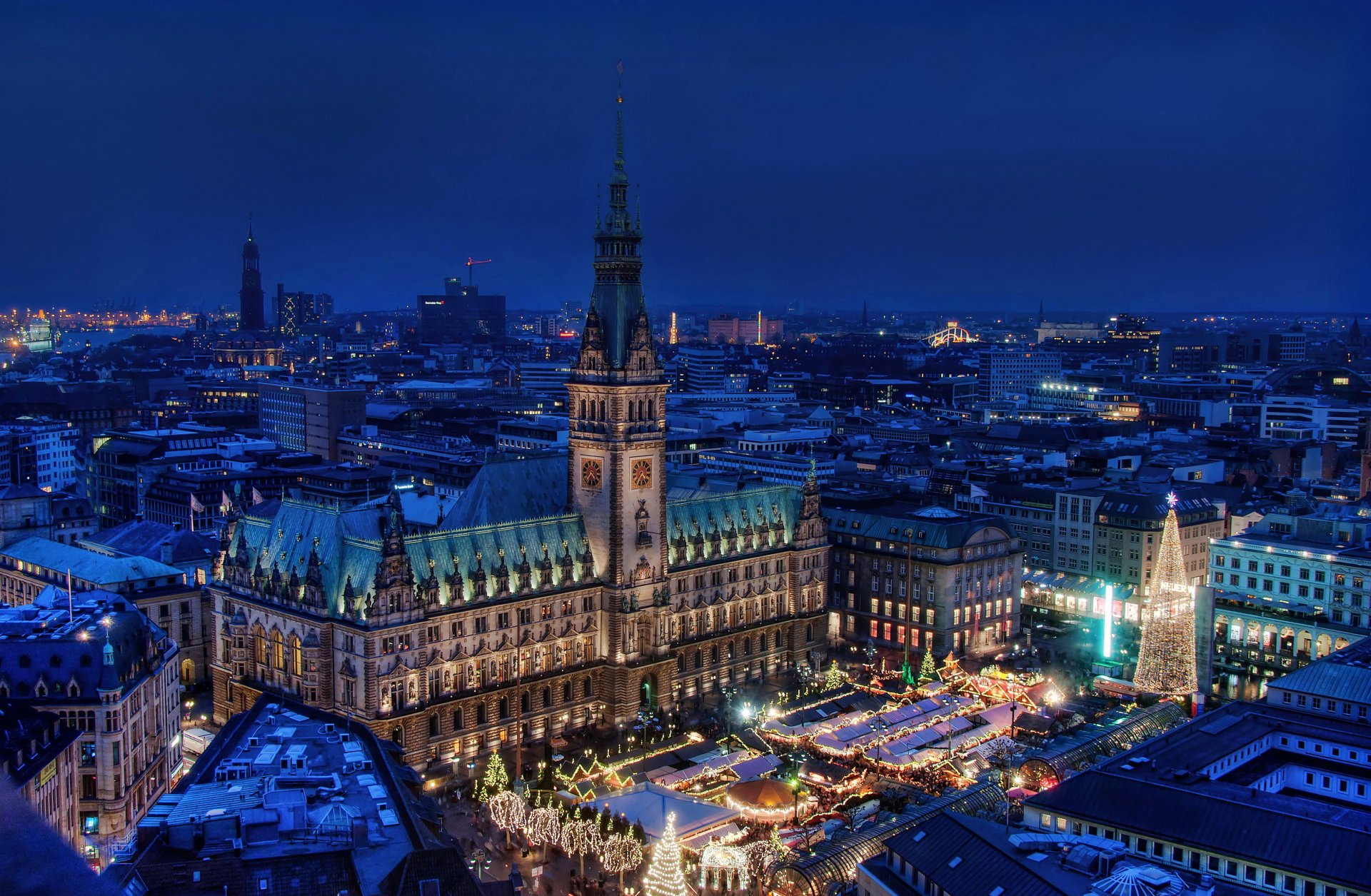 germania casa amburgo notte dall alto orizzonte città foto