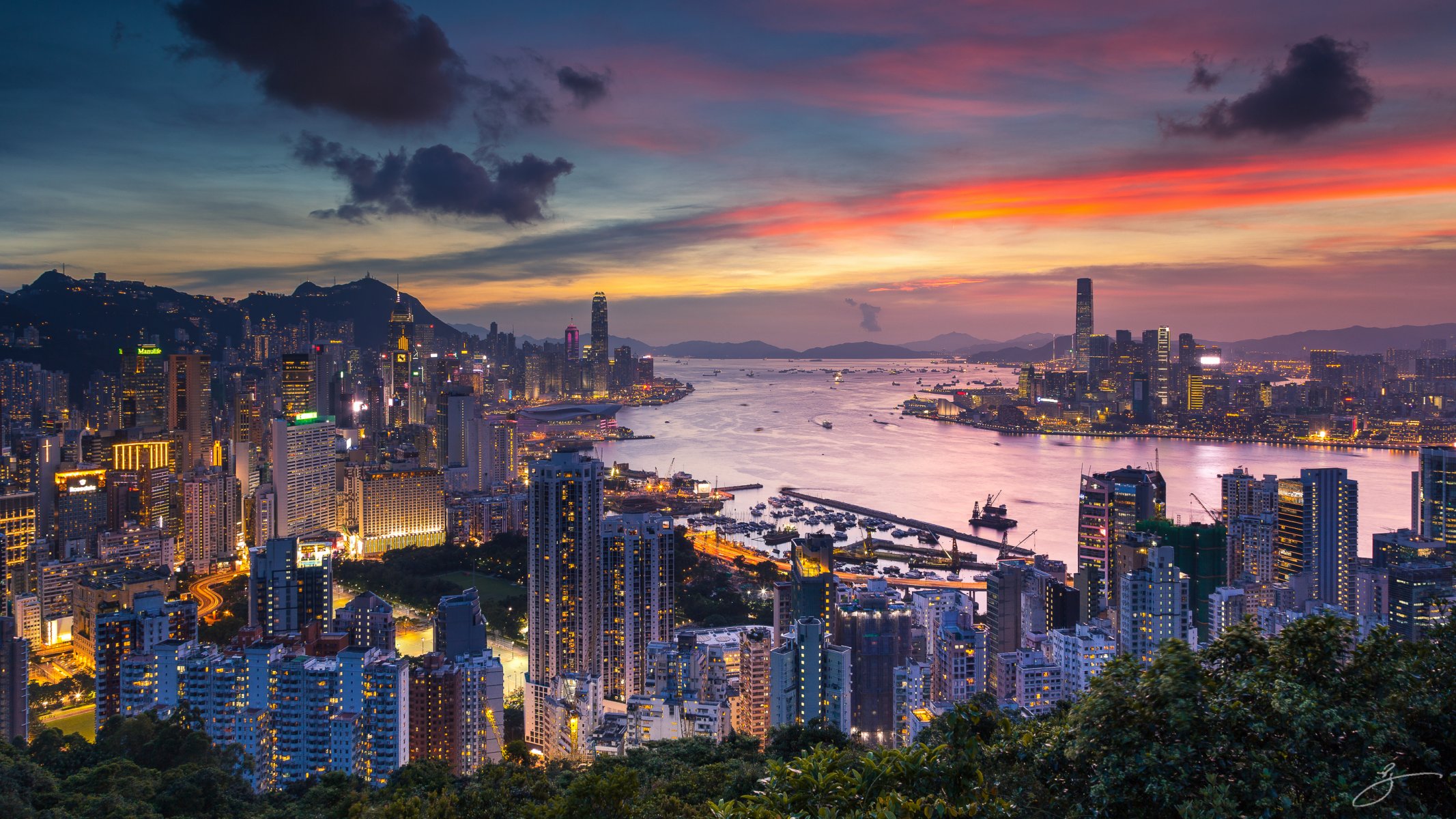 cina città hong kong bremor hill victoria harbour sera zoria