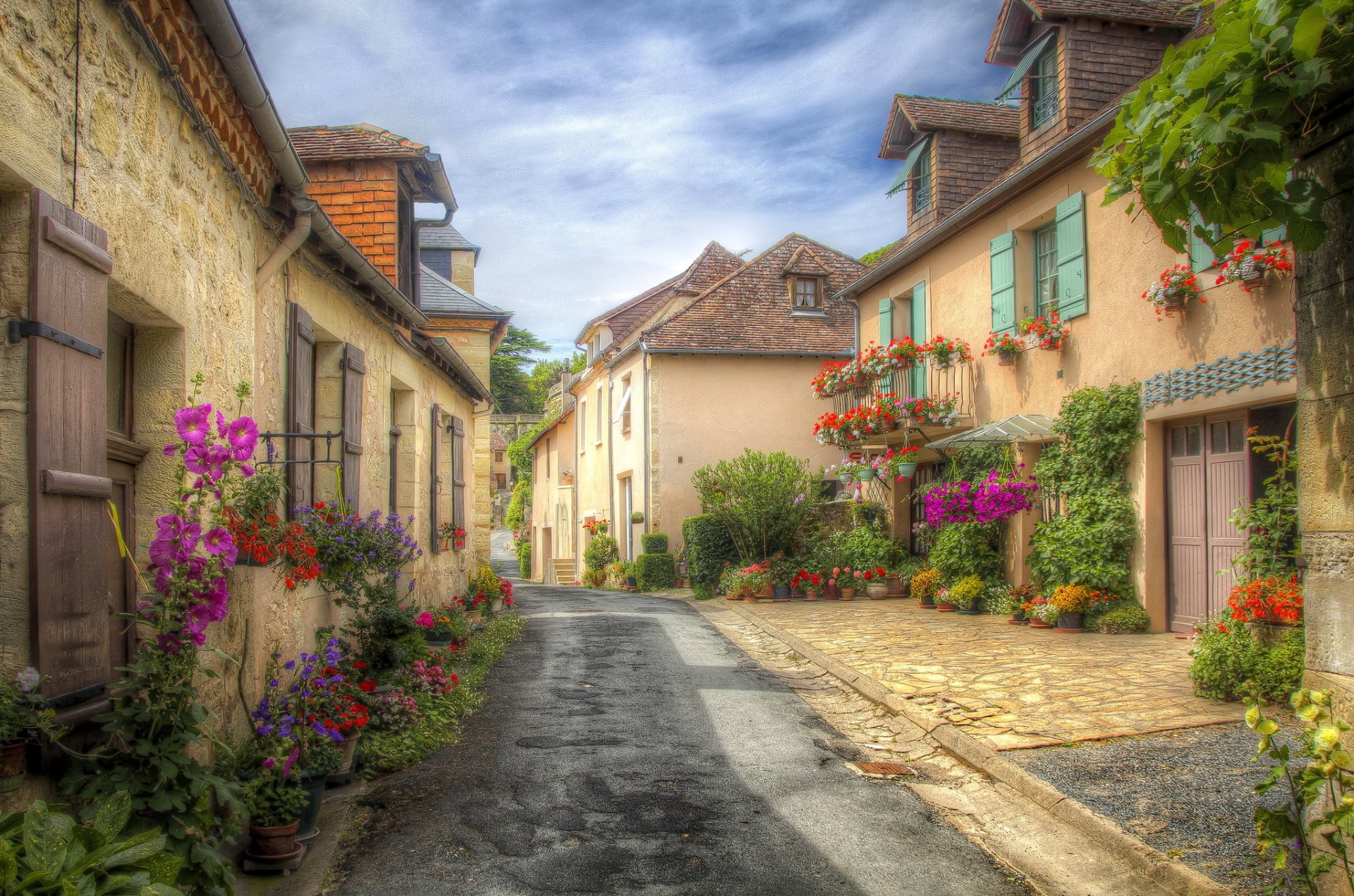 francja domy droga akwitania hdr ulica miasto zdjęcia