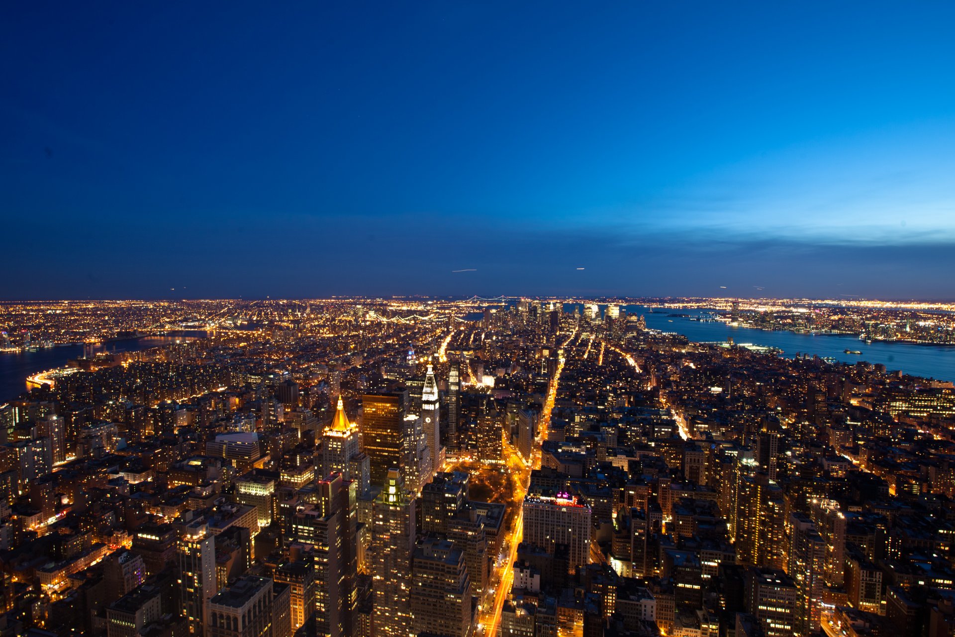 noche ciudad luces metrópolis nueva york