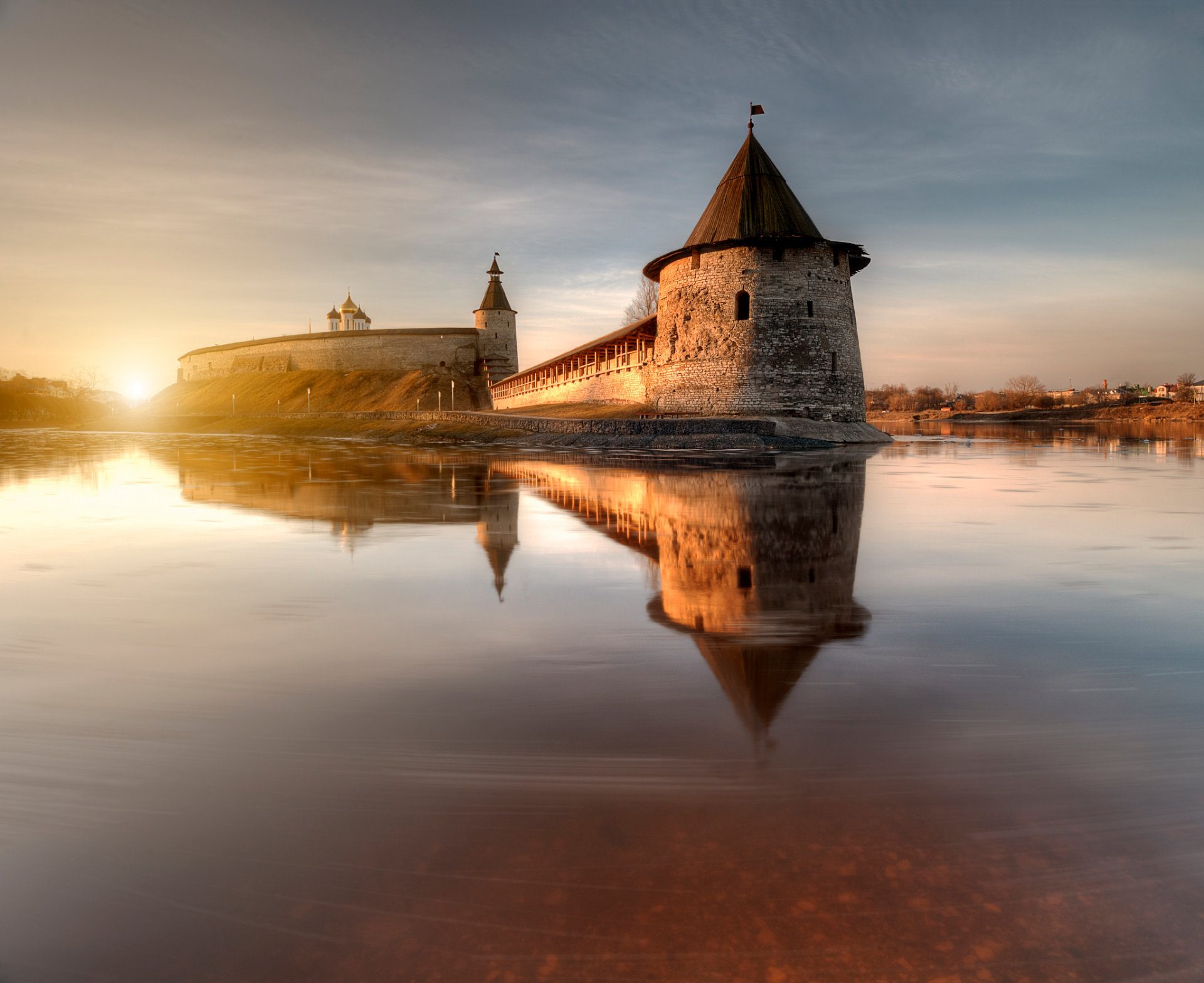 russia pskov spring morning sun