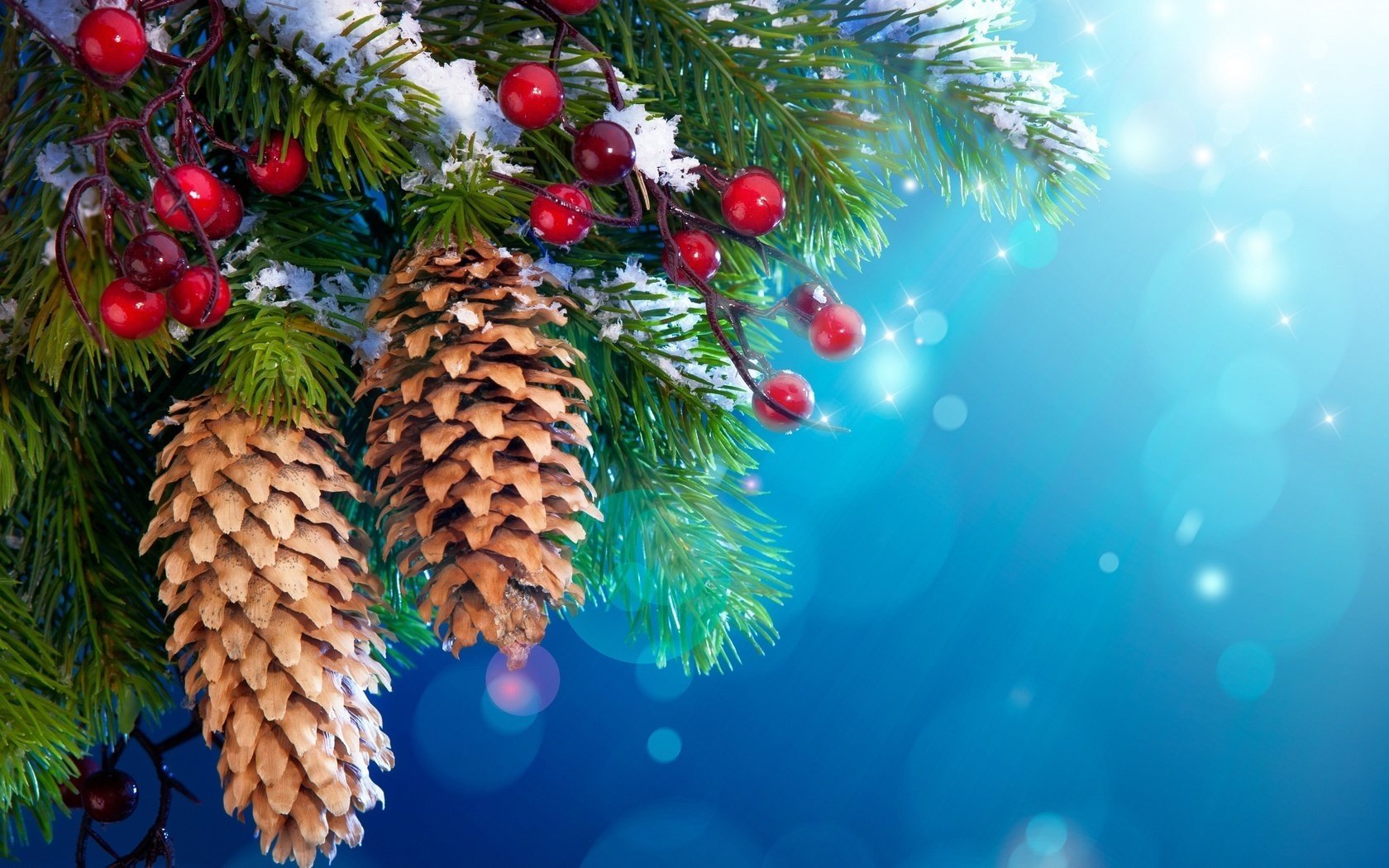 zapfen schnee weihnachtsbaum beeren licht