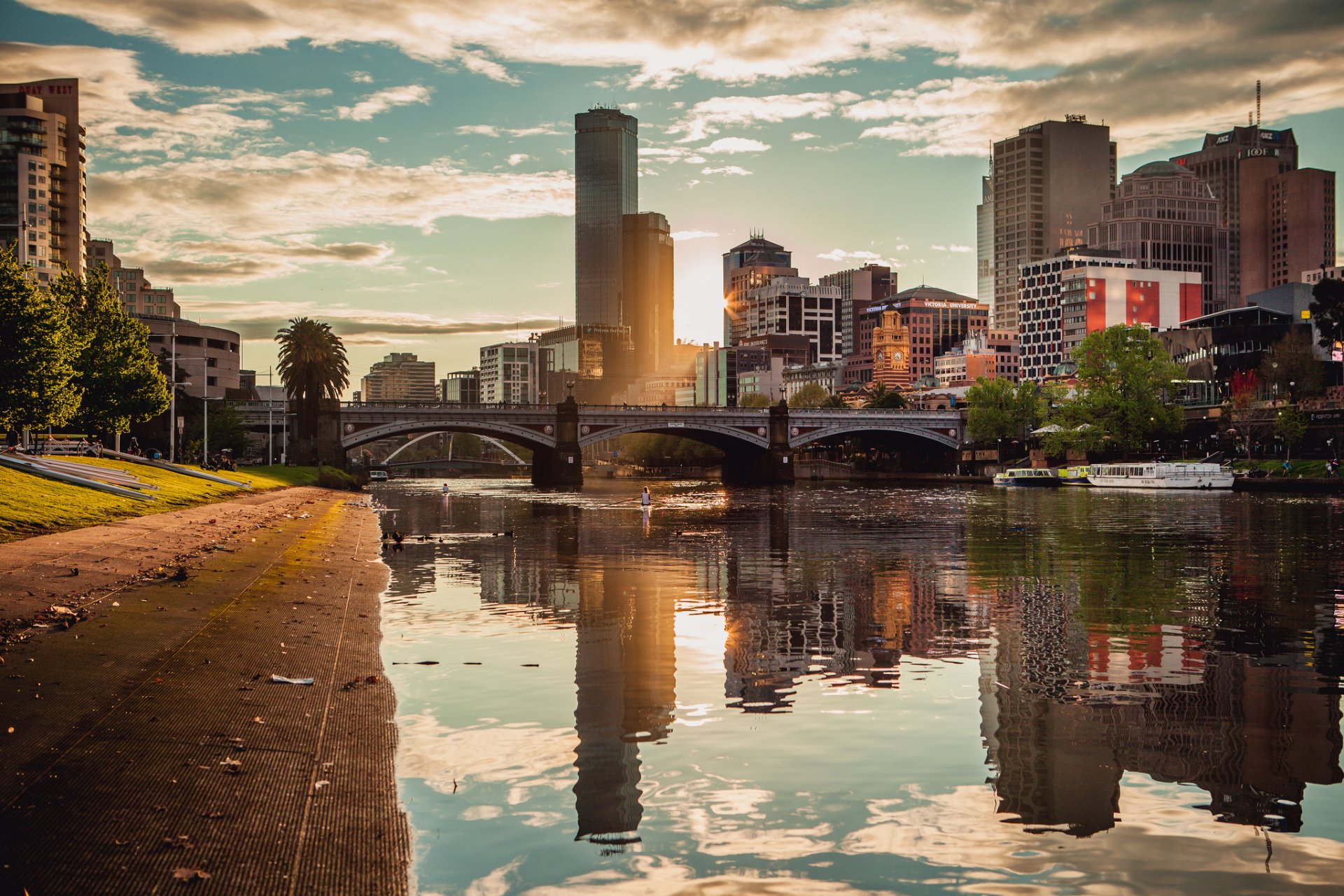 melbourne australie ville soirée pont