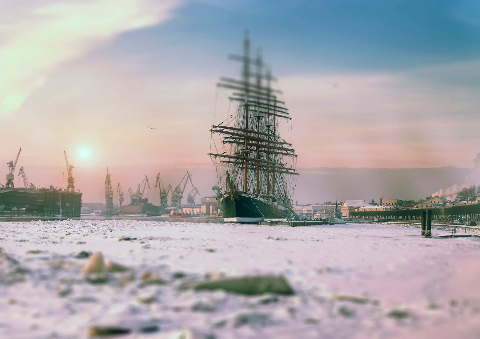 sankt petersburg zima rano bark sedov