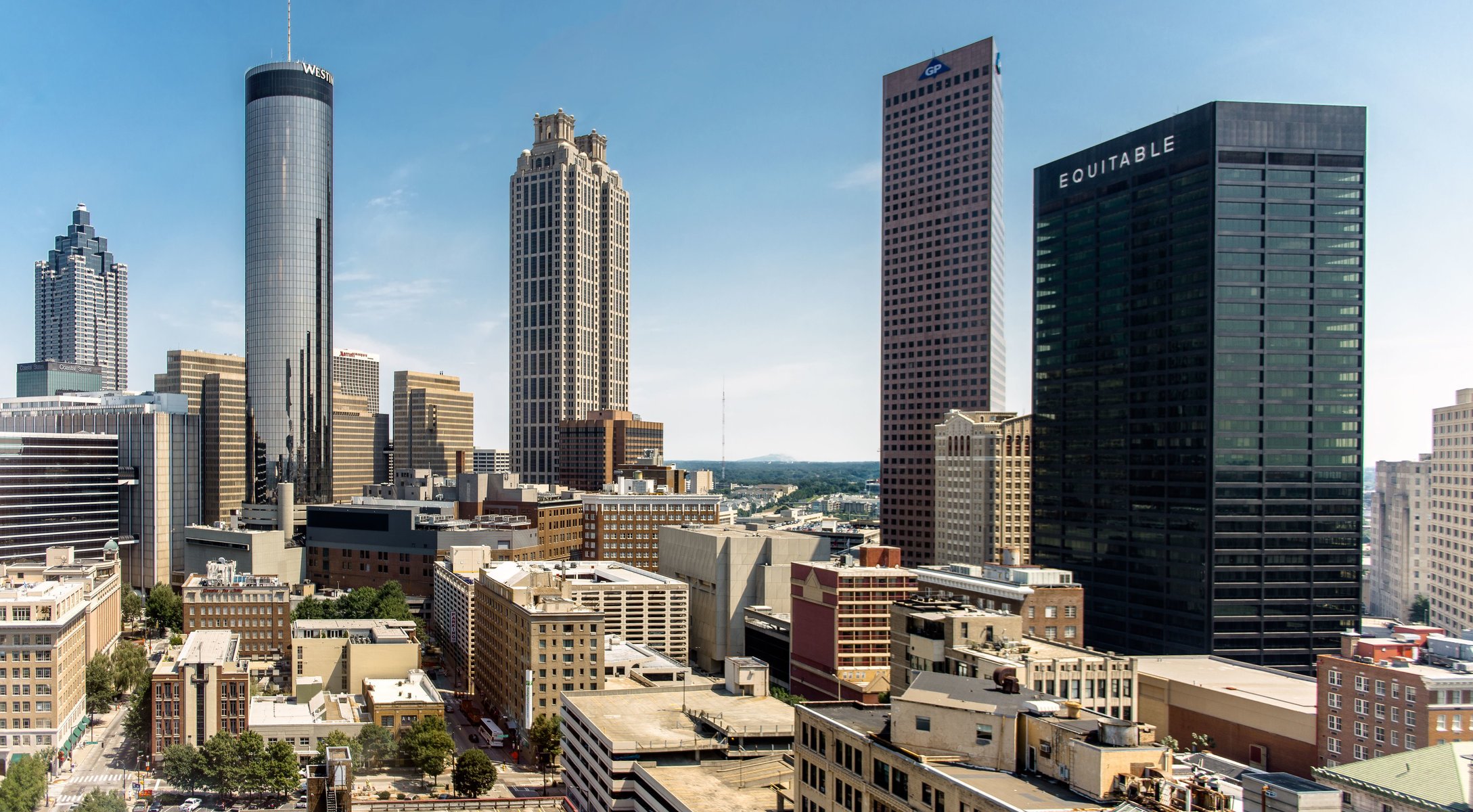 downtown atlanta georgia usa skyscraper building house sky parking city united states town