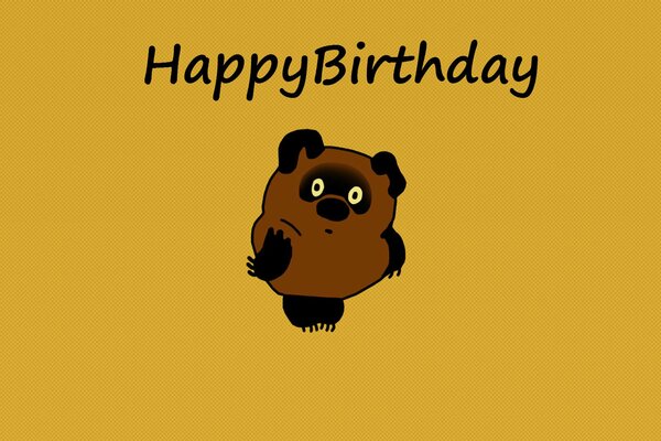 Winnie the Pooh con la leyenda en Inglés Feliz cumpleaños .