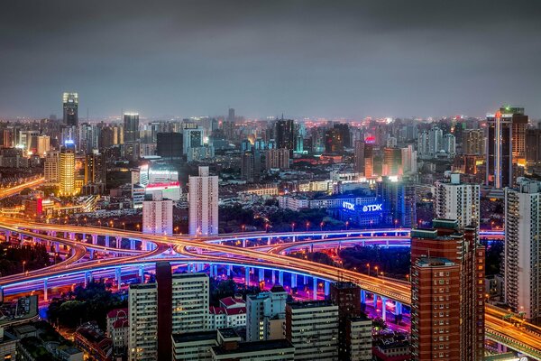 Nacht China Stadt Panorama