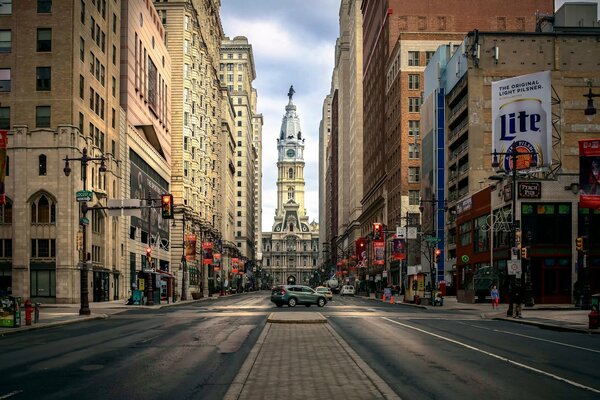 The heart of Philadelphia. Street in the city center