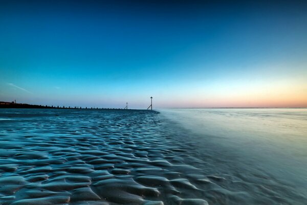 An unusual sea beach at sunset