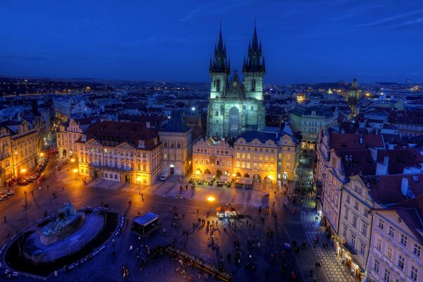 Tyn Temple at night